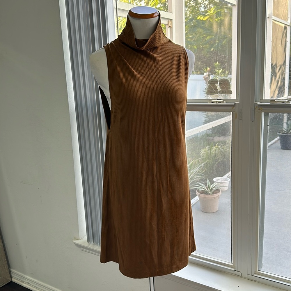 Reformation ribbed sleeves mock neck mini